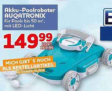 Akku-Poolroboter AQUATRONIX für Pools bis 50 m² mit LED-Licht