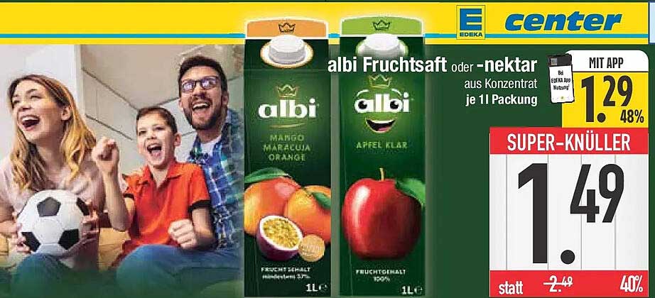 albi Fruchtsaft oder -nektar aus Konzentrat je 1 l Packung