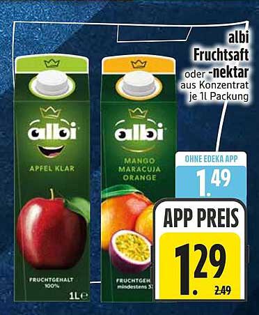 albi Fruchtsaft oder -nektar aus Konzentrat je 1l Packung