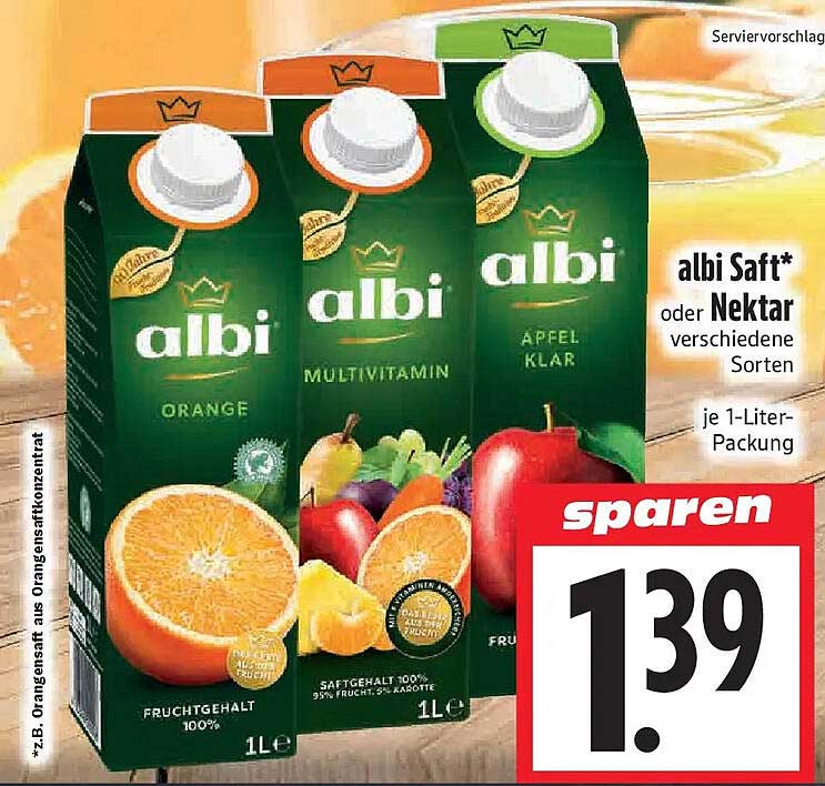 albi Saft* oder Nektar verschiedene Sorten