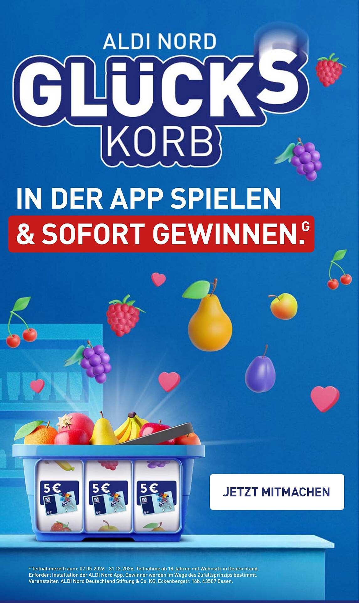 ALDI NORD GLÜCKSKORB IN DER APP SPIELEN & SOFORT GEWINNEN.