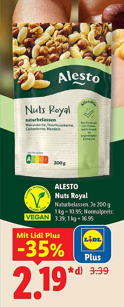 ALESTO Nuts Royal naturbelassen. Je 200 g