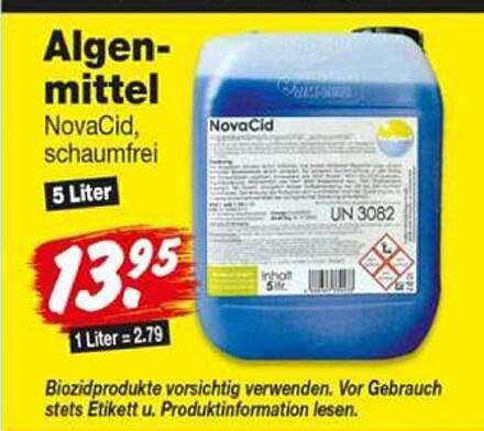 Algenmittel NovaCid, schaumfrei