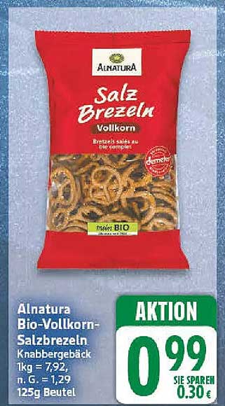 Alnatura Bio-Vollkorn-Salzbrezeln Knabbergebäck 125g Beutel