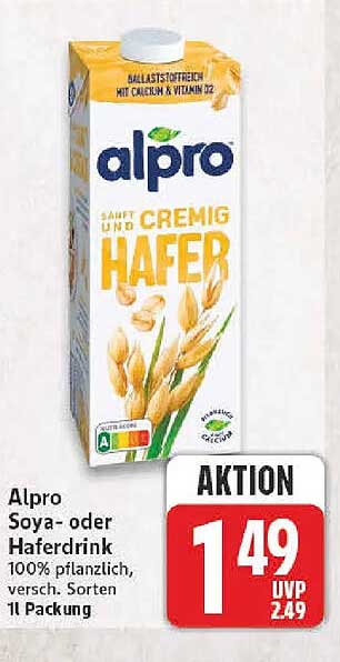 Alpro Soja- oder Haferdrink