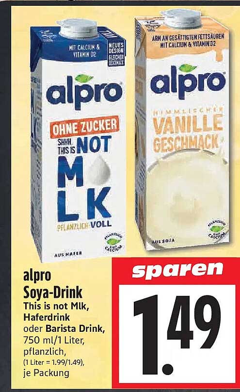 alpro Soya-Drink This is not Mlk, Haferdrink oder Barista Drink, 750 ml/1 Liter, pflanzlich, je Packung