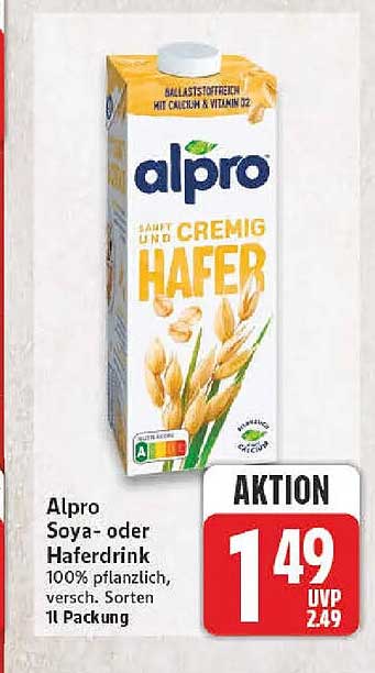 Alpro Soya- oder Haferdrink