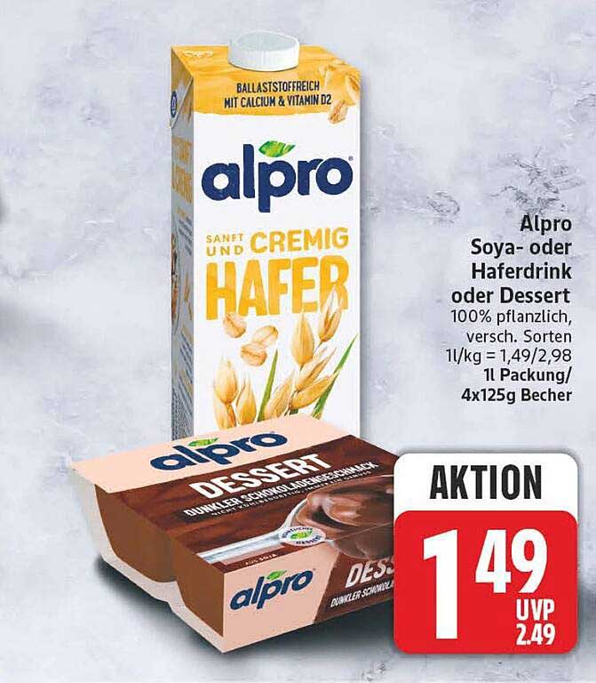 Alpro Soya- oder Haferdrink oder Dessert