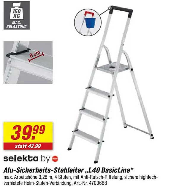 Alu-Sicherheits-Stehleiter „L 40 BasicLine“