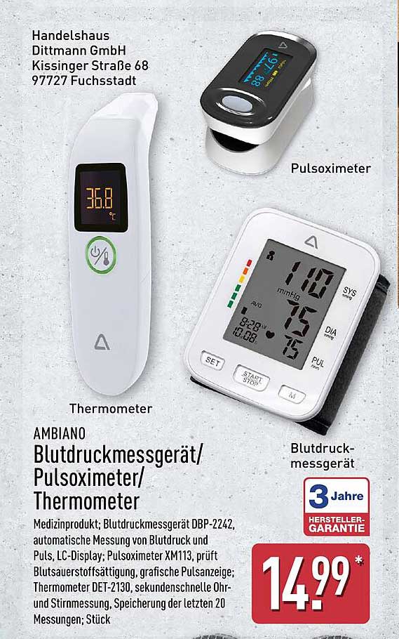 AMBIANO Blutdruckmessgerät/Pulsoximeter/Thermometer