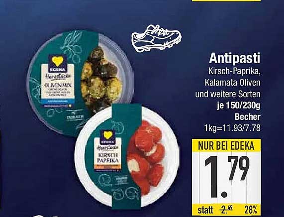 Antipasti Kirsch-Paprika, Kalamata Oliven und weitere Sorten je 150/230g Becher