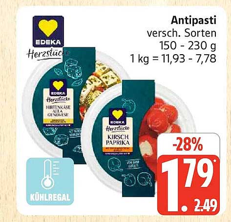 Antipasti versch. Sorten 150 - 230 g 1 kg = 11,93 - 7,78
