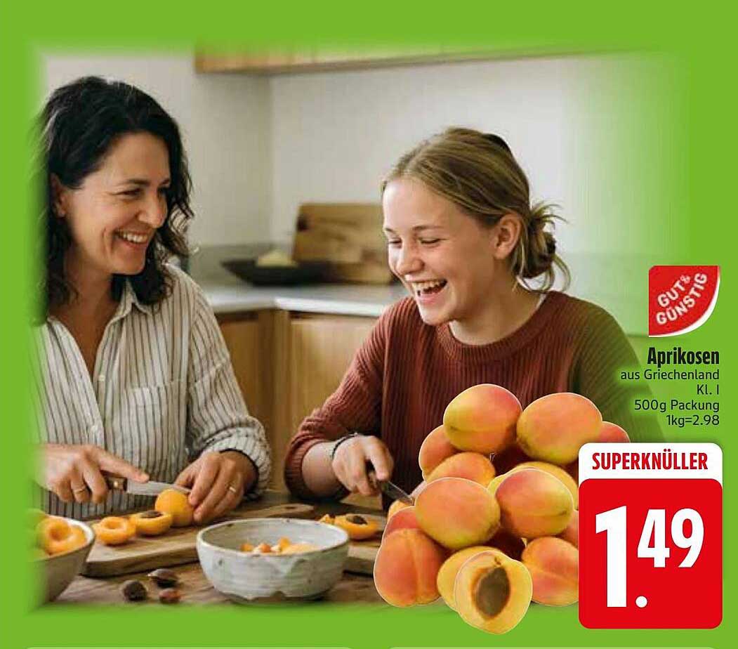 Aprikosen aus Griechenland Kl. I 500g Packung 1kg=2.98