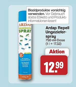 Ardap Repell Ungeziefer-spray 750-ml-Dose (1 l = 17.32)