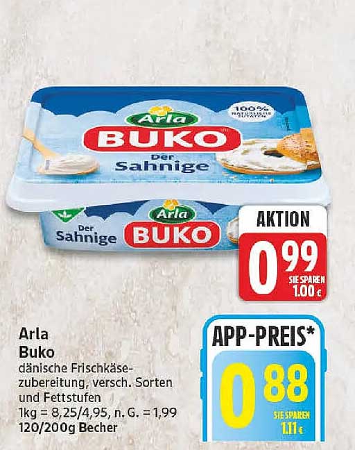 Arla Buko dänische Frischkäse-zubereitung, versch. Sorten und Fettstufen