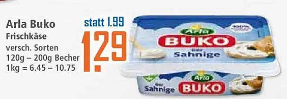 Arla Buko Frischkäse versch. Sorten 120g - 200g Becher 1kg = 6.45 - 10.75