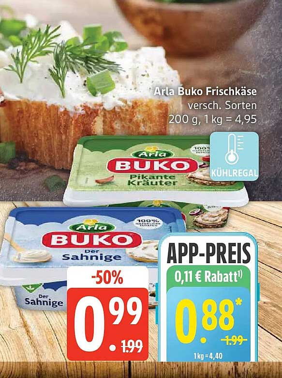 Arla Buko Frischkäse versch. Sorten 200 g, 1 kg = 4,95