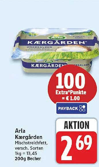 Arla Kærgården Mischstreichfett, versch. Sorten 1kg = 13,45 200g Becher