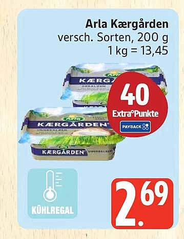 Arla Kærgården versch. Sorten, 200 g 1 kg = 13,45