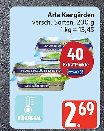 Arla Kærgården versch. Sorten, 200 g 1 kg = 13,45