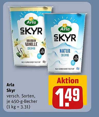 Arla Skyr versch. Sorten, je 450-g-Becher (1 kg = 3.31)
