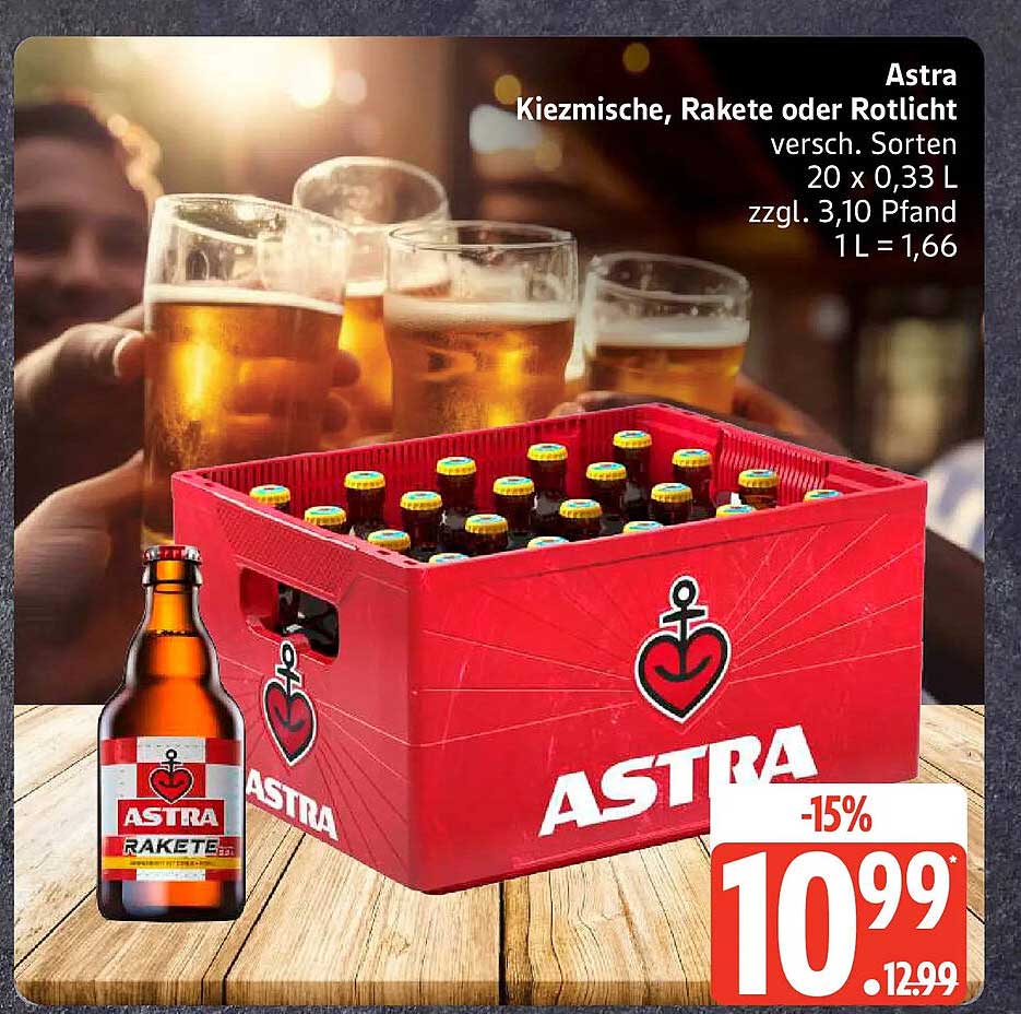 Astra Kiezmische, Rakete oder Rotlicht versch. Sorten 20 x 0,33 L zzgl. 3,10 Pfand 1 L = 1,66