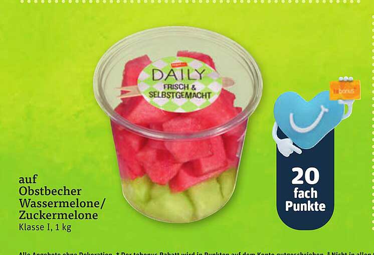auf Obstbecher Wassermelone/Zuckermelone Klasse I, 1 kg