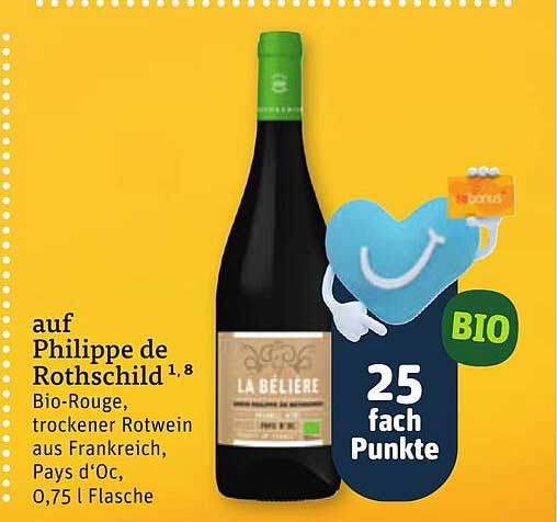 auf Philippe de Rothschild, Bio-Rouge, trockener Rotwein aus Frankreich, Pays d'Oc, 0,75 l Flasche