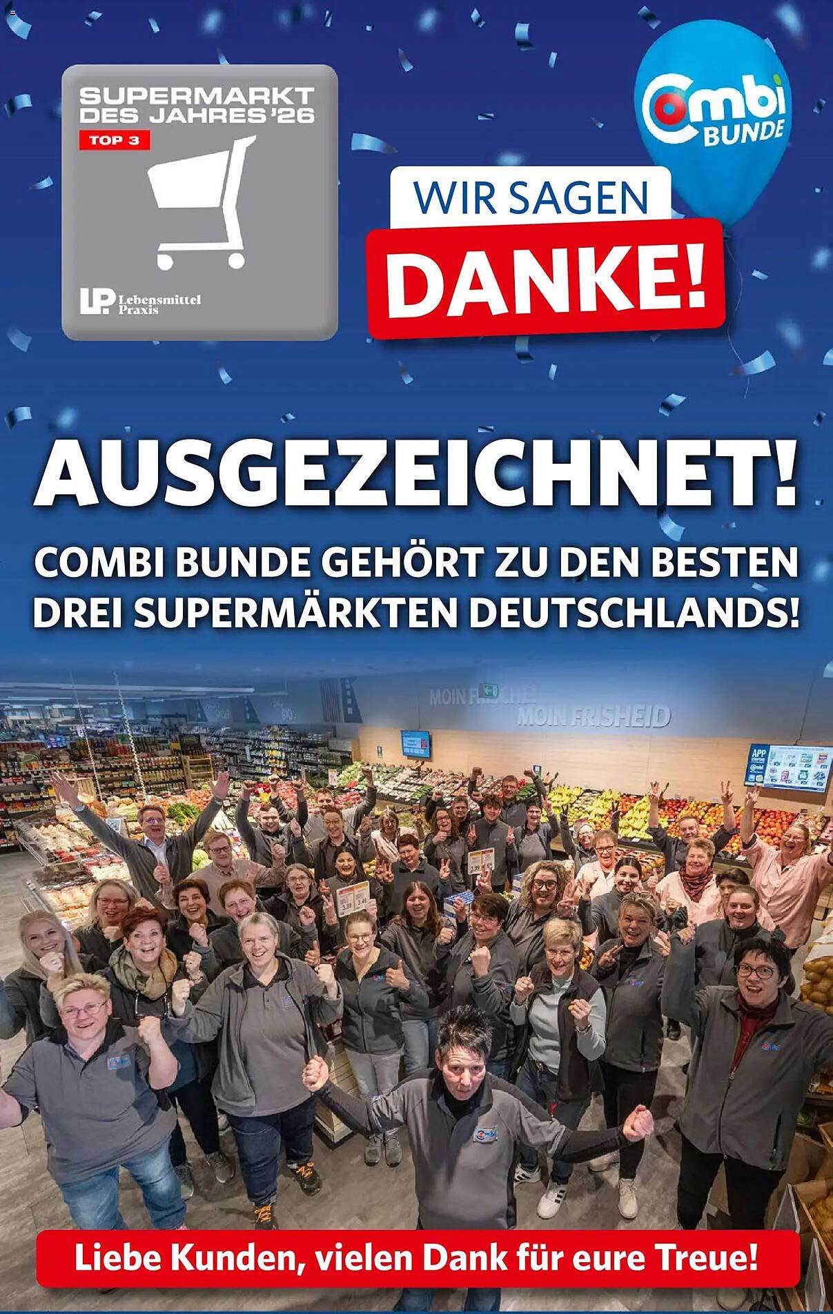 AUSGEZEICHNET! COMBI BUNDE GEHÖRT ZU DEN BESTEN DREI SUPERMÄRKTEN DEUTSCHLANDS!