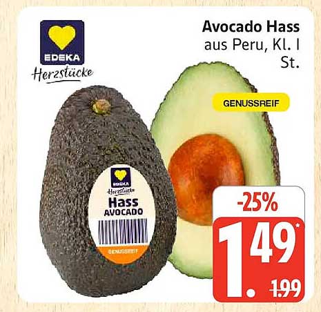 Avocado Hass aus Peru, Kl. I St.