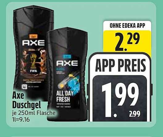 Axe Duschgel je 250ml Flasche 1l=9.16