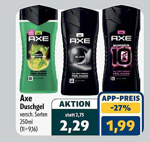 Axe Duschgel versch. Sorten 250ml (1l= 9,16)