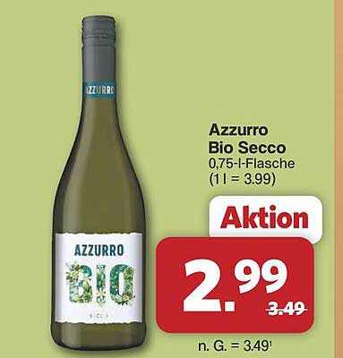 Azzurro Bio Secco 0,75-l-Flasche (1 l = 3.99)