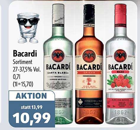 Bacardi Sortiment 27-37,5% Vol. 0,7 l (1 l = 15,70)
