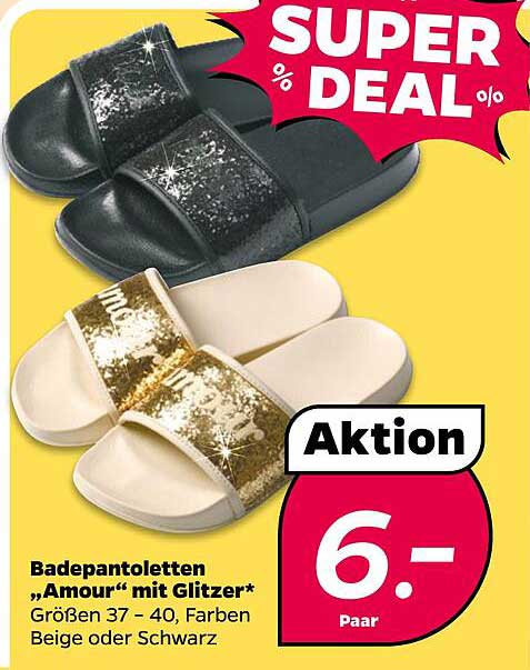 Badepantoletten „Amour“ mit Glitzer*