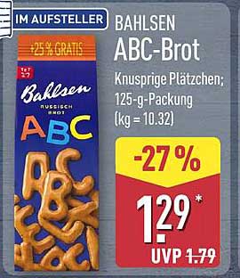 BAHLSEN ABC-Brot Knusprige Plätzchen; 125-g-Packung 1kg = 10.32