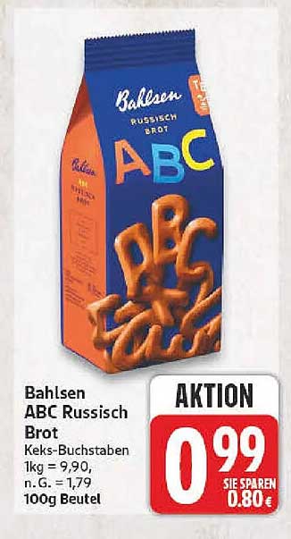 Bahlsen ABC Russisch Brot Keks-Buchstaben 1kg = 9,90, n. G. = 1,79 100g Beutel