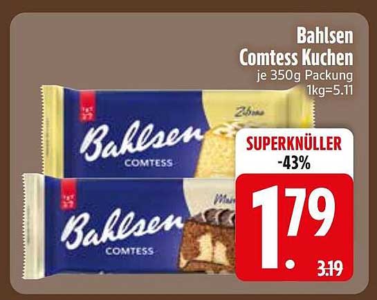 Bahlsen Comtess Kuchen je 350g Packung 1kg=5.11