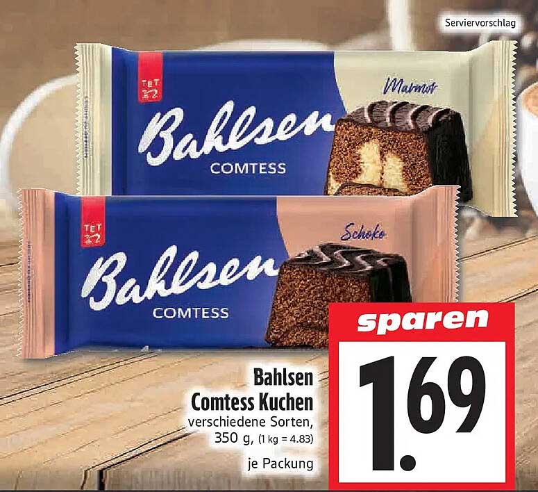 Bahlsen Comtess Kuchen verschiedene Sorten, 350 g, (1 kg = 4.83) je Packung