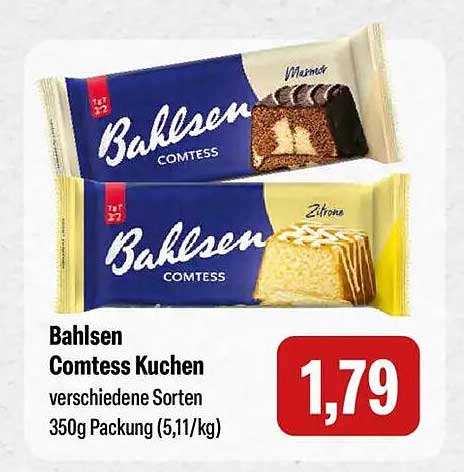 Bahlsen Comtess Kuchen verschiedene Sorten 350g Packung (5,11/kg)