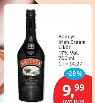 Baileys Irish Cream Likör 17% Vol. 700 ml 1 l = 14,27