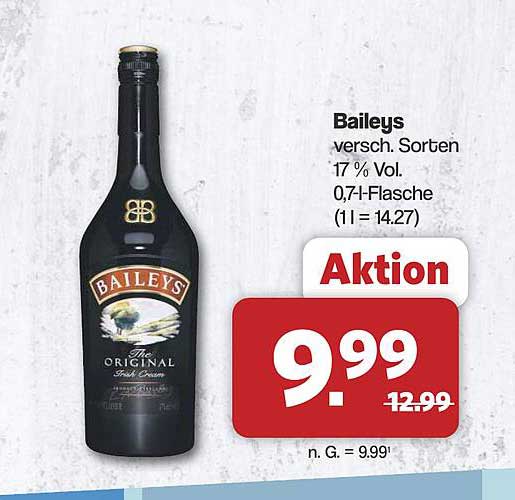 Baileys versch. Sorten 17 % Vol. 0,7-l-Flasche (1 l = 14.27)