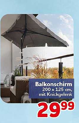 Balkonschirm 200 x 125 cm, mit Knickgelenk