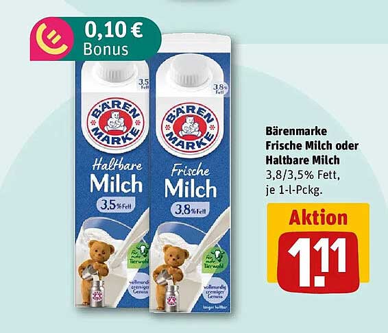 Bärenmarke Frische Milch oder Haltbare Milch