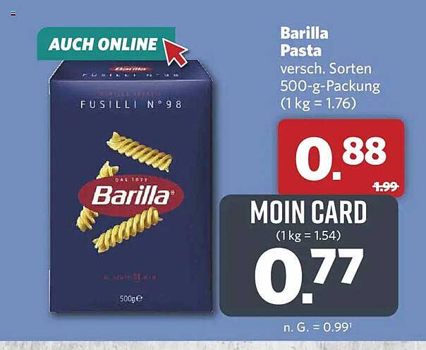 Barilla Pasta versch. Sorten 500-g-Packung (1 kg = 1.76)