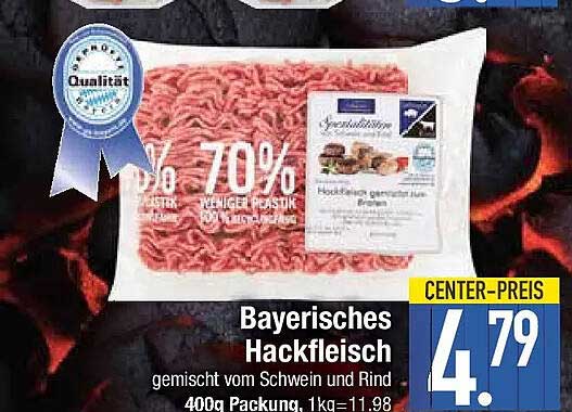 Bayerisches Hackfleisch gemischt vom Schwein und Rind 400g Packung