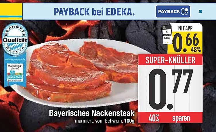 Bayerisches Nackensteak mariniert, vom Schwein, 100g