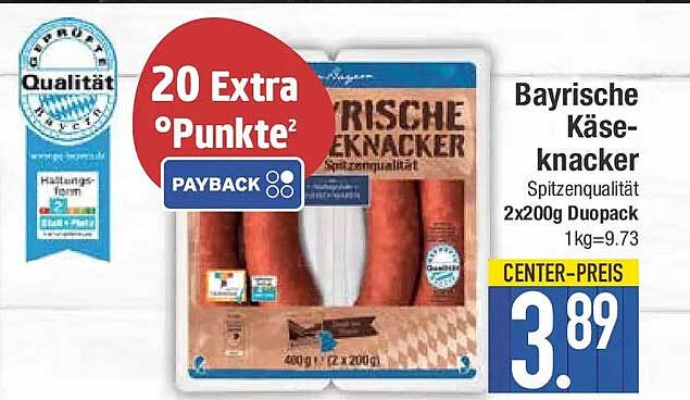 Bayrische Käseknacker Spitzenqualität 2x200g Duopack