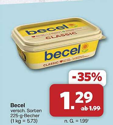 Becel versch. Sorten 225-g-Becher (1 kg = 5.73)