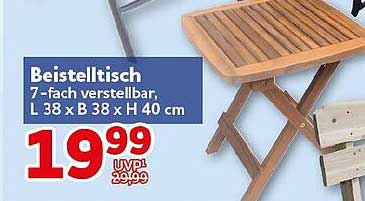 Beistelltisch 7-fach verstellbar, L 38 x B 38 x H 40 cm